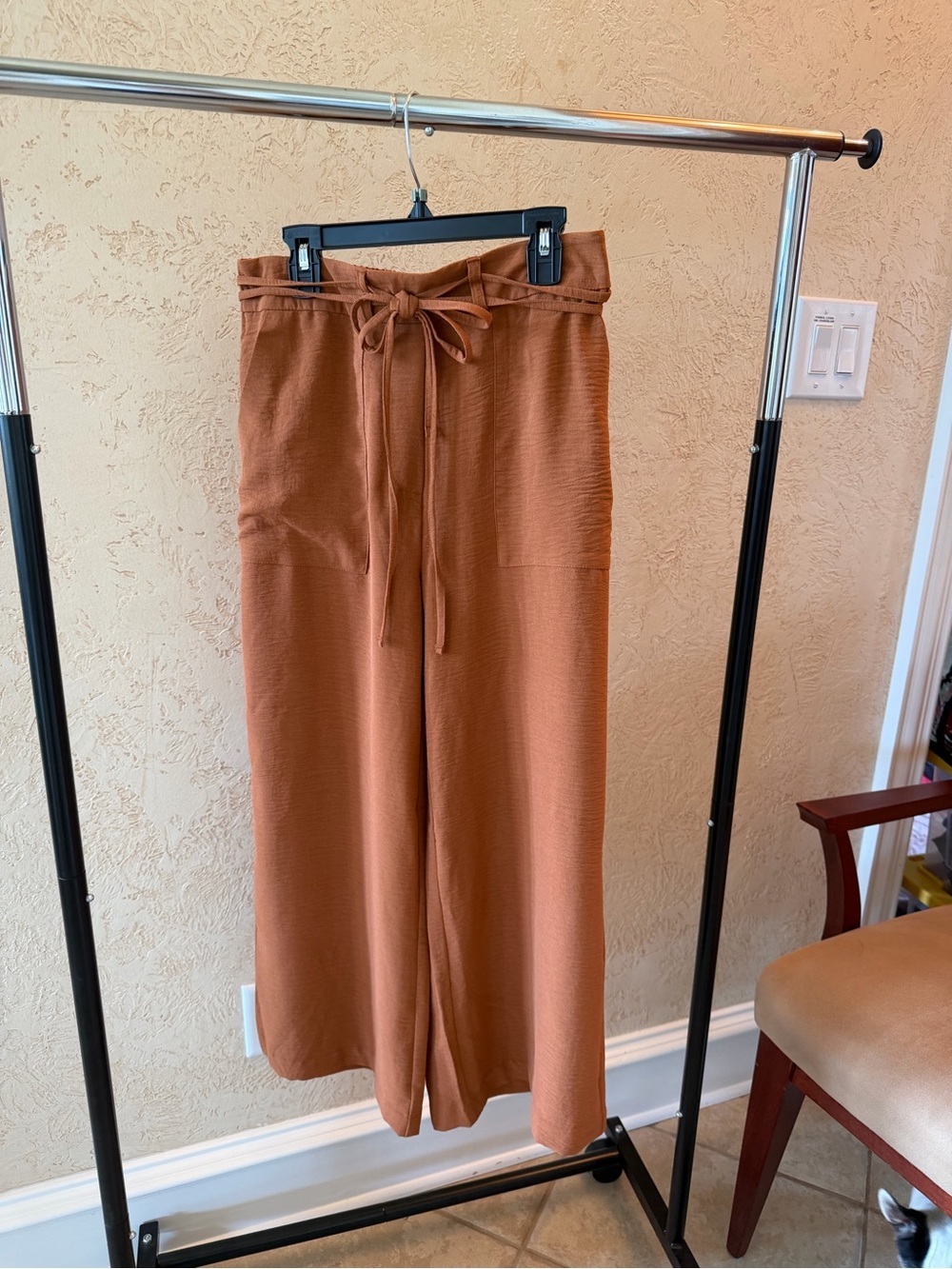 Jules & Leopold Burnt Orange Tie-Waist Wide-Leg Pants